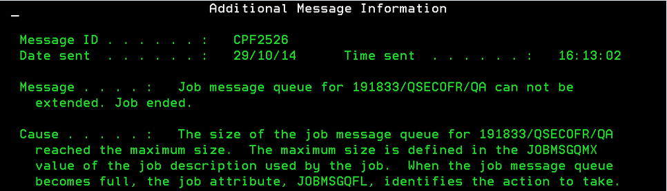 Domino on IBM i: Error on JOBMSGQMX when installing code