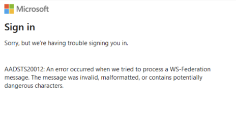 Login error from WebUI using Entra ID credentials