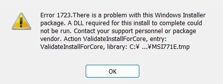 Error 1723.There is a problem with this Windows Installer package
